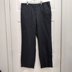 Womens 100% Linen Pants Black 14P Coastal Summer Beach Resortwear Lagenlook